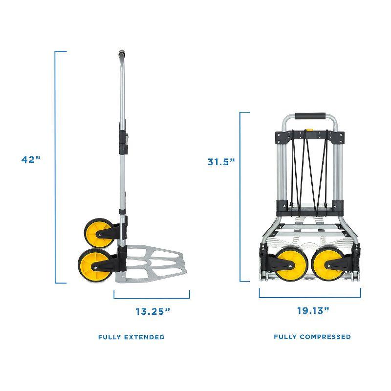 Mount-It! Folding Hand Truck and Dolly, 264 Lb Capacity Heavy-Duty Luggage Trolley Cart With Telescoping Handle and Rubber Wheels