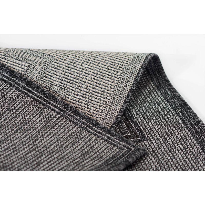 Momeni 4'1"x6' Hampton Maisy Machine Loomed Indoor/Outdoor Area Rug Charcoal Gray: Geometric Pattern, Low Pile, Polypropylene