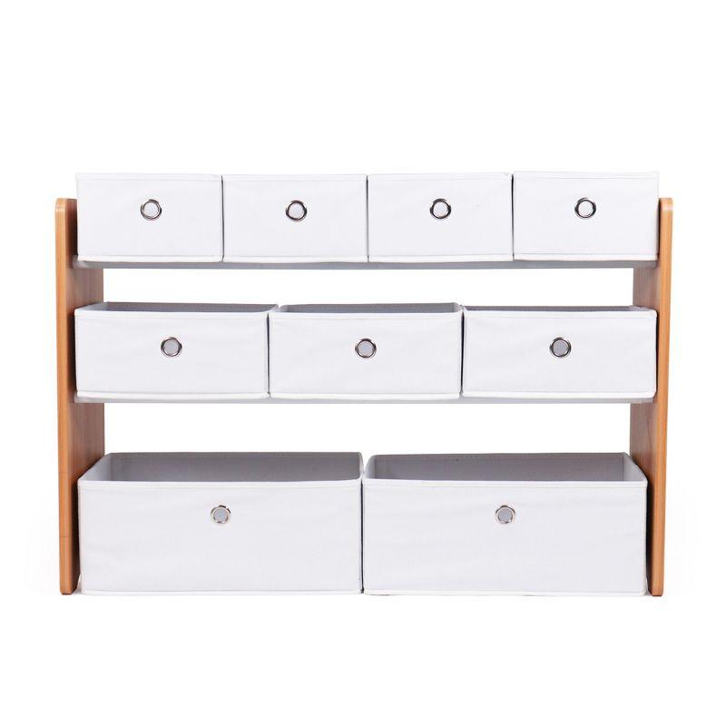 Kids' Toy Storage Organizer with 9 Collapsible Fabric Storage Bins White - Humble Crew: Playroom Bin Shelves, MDF Frame