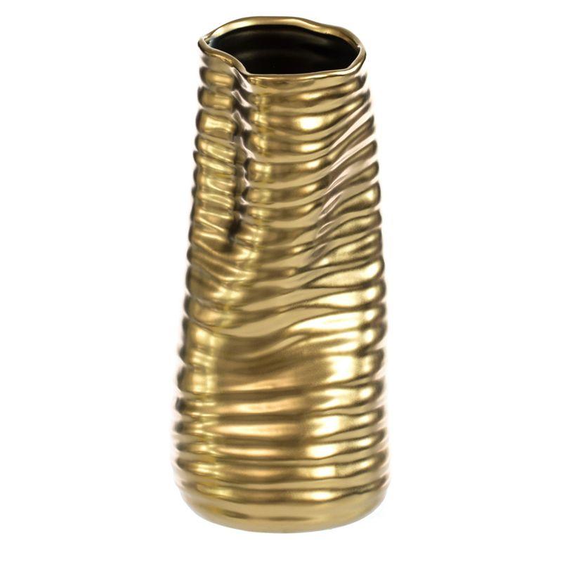 Mercer41 Baftjar 9-Inch Tall Ceramic Bent Melted Modern Style Sculpture Table Centerpiece Flower Vase, a Unique and Decorative Vase in an Elegant Gold Finish, Perfect for Adding Sophistication to Home or Office Décor