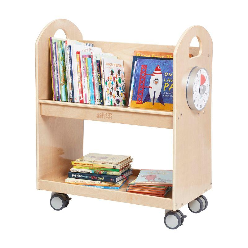 ECR4Kids Mobile Book Cart with Countdown Timer, Classroom Bookshelf