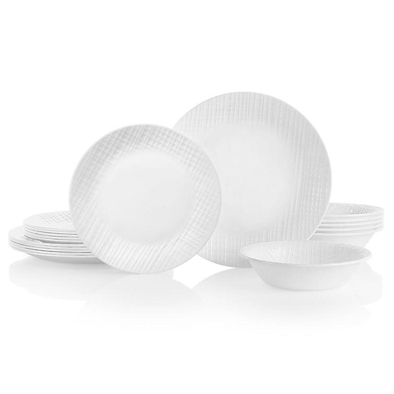 White Vitrelle Glass Dinnerware Set, Service for 6