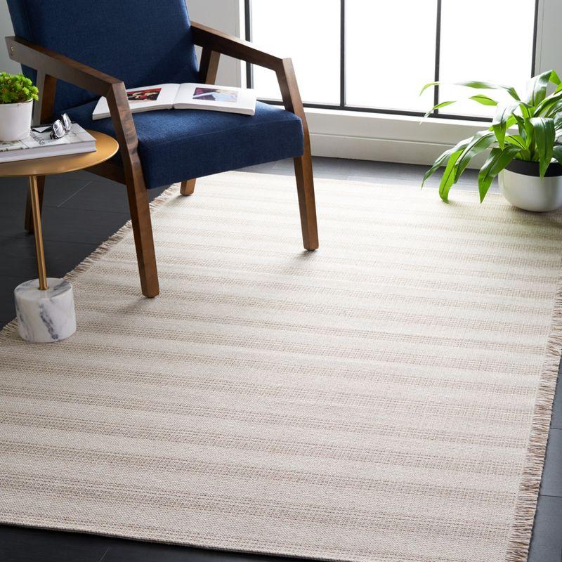 Ivory Taupe Flat Woven Synthetic Area Rug 5' x 7'