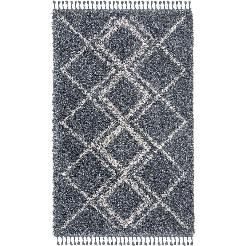 Pro Lux Shag PLX432 Power Loomed Area Rug - Blue/Creme - 5'x8' - Safavieh.