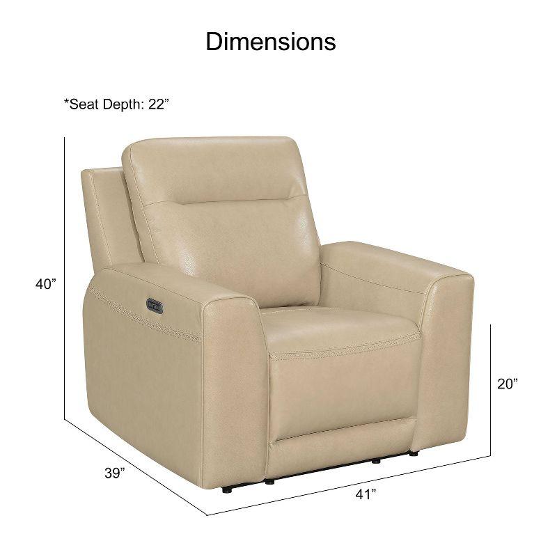 Steve Silver Co. Doncella Power Recliner Chair Sand: Upholstered Leather, Adult Assembly, No Tools Needed