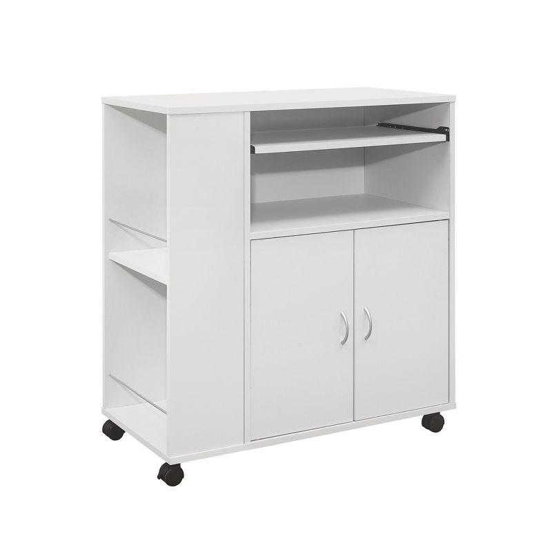 Kings Brand Furniture Alaina Kitchen Island Rolling Cart on Wheels with Storage Cabinet, White