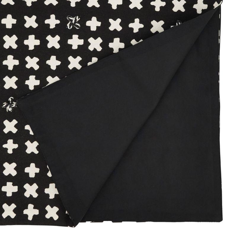 Saro Lifestyle Table Runner with Embroidered Crosses Design, 16"x72", Black