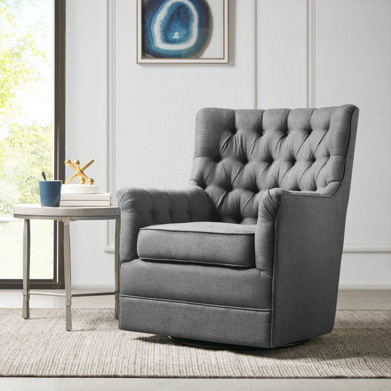 Dolores Swivel Glider Chair Gray - Madison Park