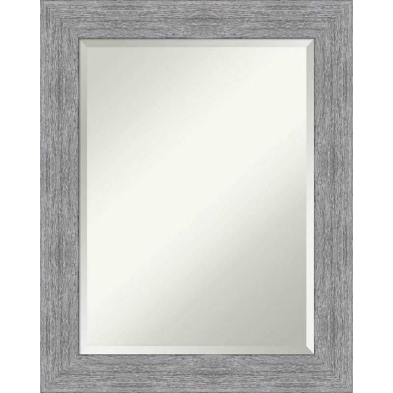 23" x 29" Bark Rustic Framed Bathroom Vanity Wall Mirror Gray - Amanti Art: Beveled, Polystyrene Frame, No Assembly Required