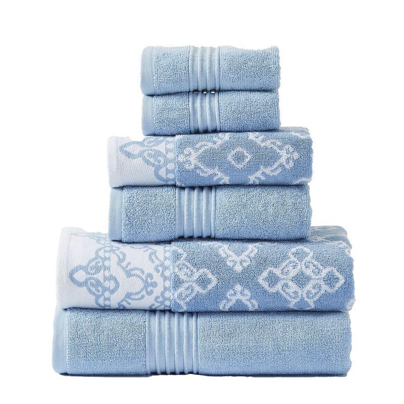 Blue Cotton 6-Piece Modern Towel Set