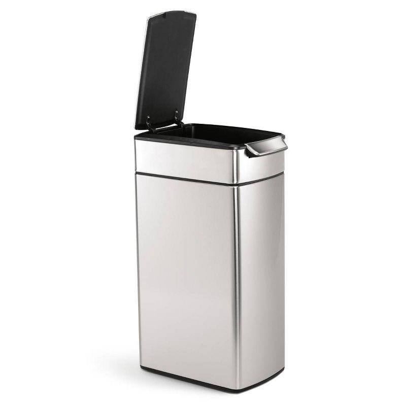 simplehuman 40 Liter / 10.6 Gallon Slim Touch-Bar Kitchen Trash Can, Brushed Stainless Steel