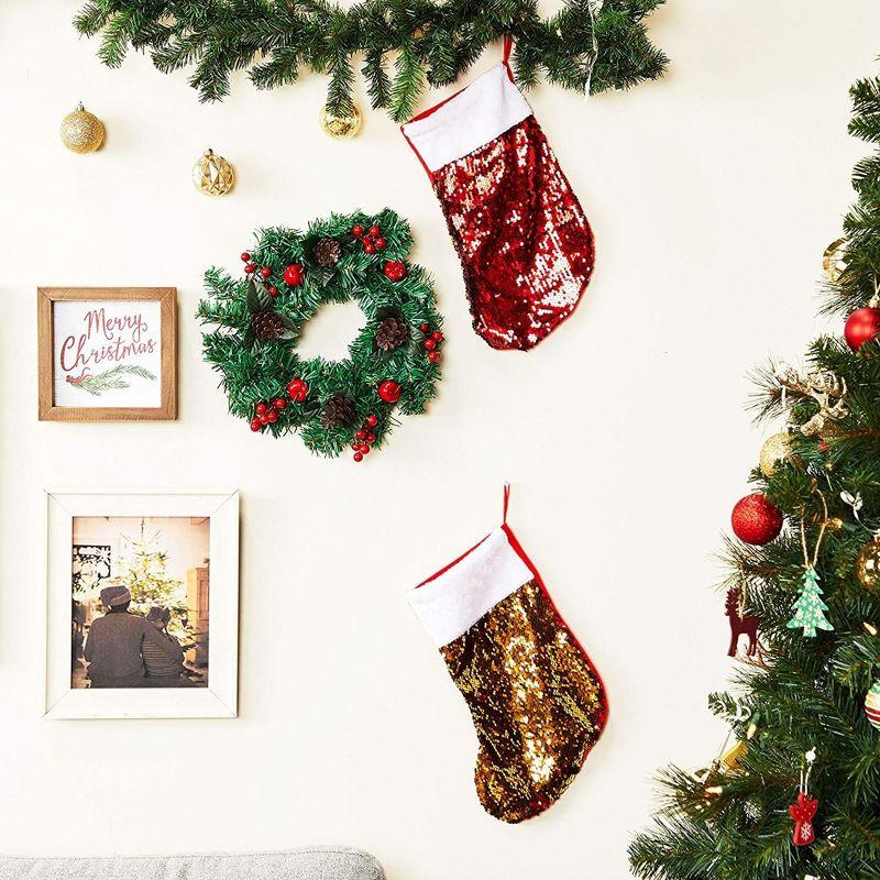 Okuna Outpost 12" Christmas Wreath - Artificial Pine Front Door Ornament Decoration