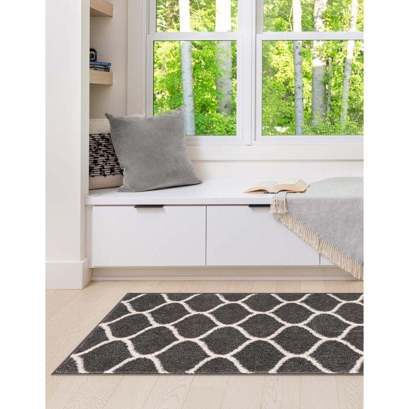 Unique Loom 2' 0 x 6' 0 Trellis Frieze Rounded Dark Gray Area Rug