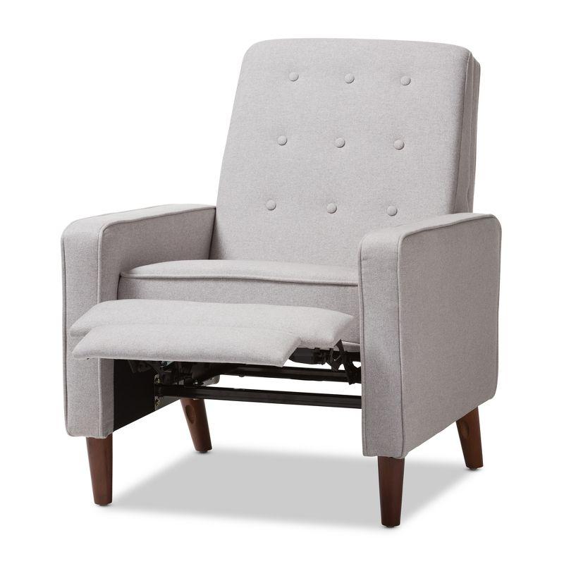 Mathias Mid Century Modern Fabric Upholstered Lounge Chair Light Gray - Baxton Studio: Recliner, Home Office Furniture