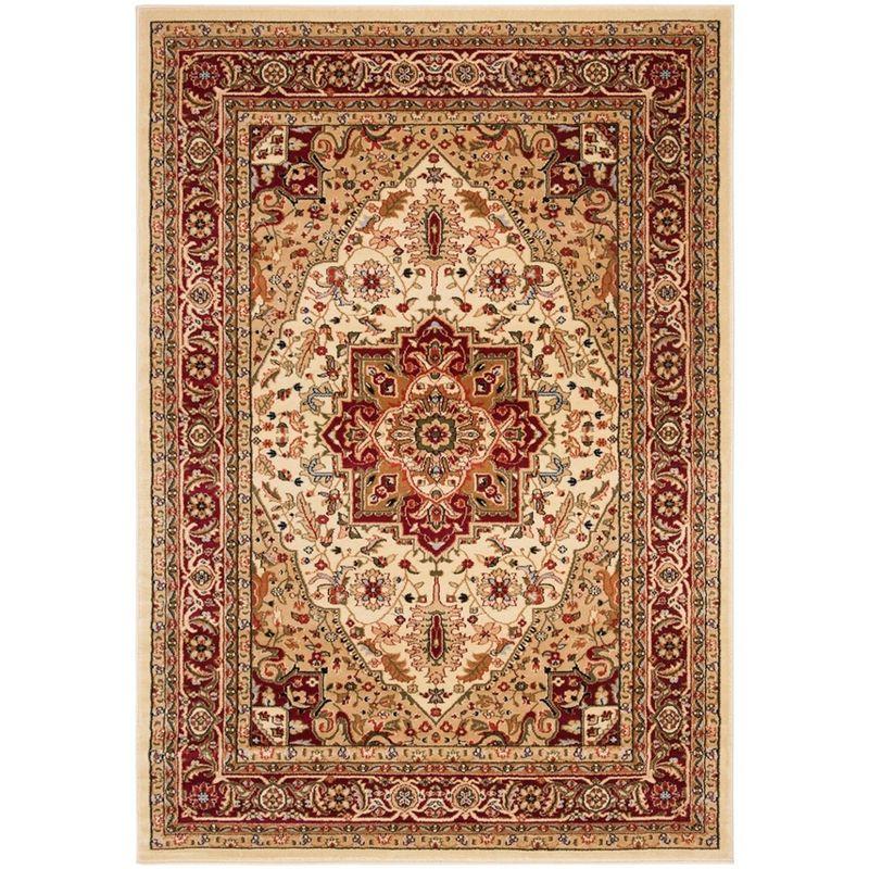 Ivory and Red Floral 6' x 9' Synthetic Area Rug