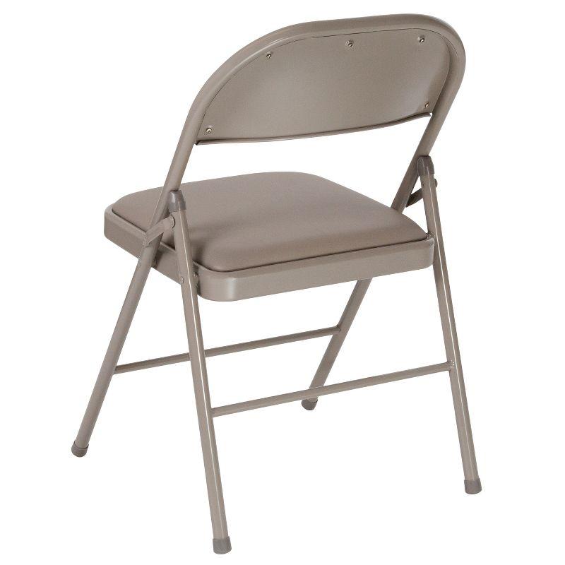 Hercules Double Braced Gray Vinyl Metal Folding Chair Set