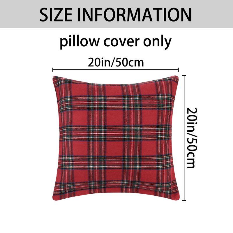 Unique Bargains Festive Plaid Scottish Tartan Pillow Covers 2 Pcs Large Plaid Red 20" x 20"