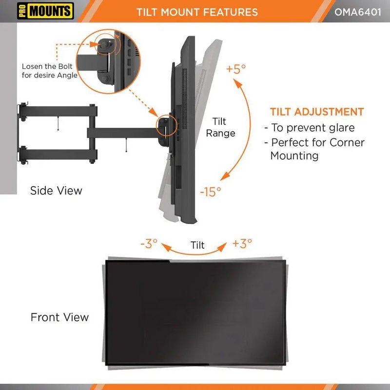 Promounts ProMounts Premium Articulating / Full Motion TV Wall Mount for 37" to 92" TVs, Holds Up to 88lbs