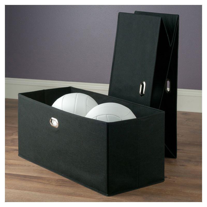 Decorative Basket Winsome Black: Foldable Fabric, Reinforced Chrome Handles, Fits 11" Cube Storage System