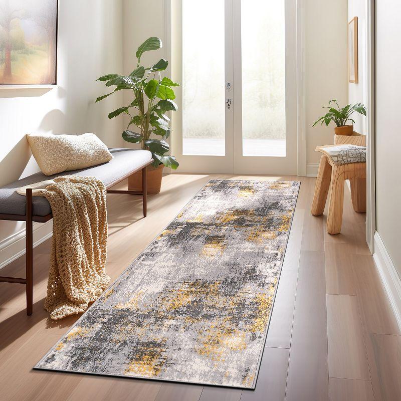 World Rug Gallery Dublin Contemporary Abstract Area Rug - Yellow 2'x7'