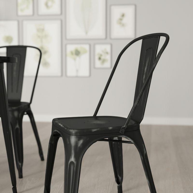 Banks Black Metal Indoor/Outdoor Dining Chair with Distressed Finish