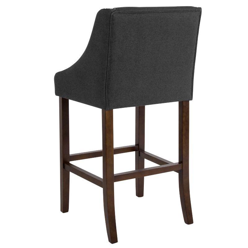 Charcoal Fabric Bar Height Stool with Nailhead Trim