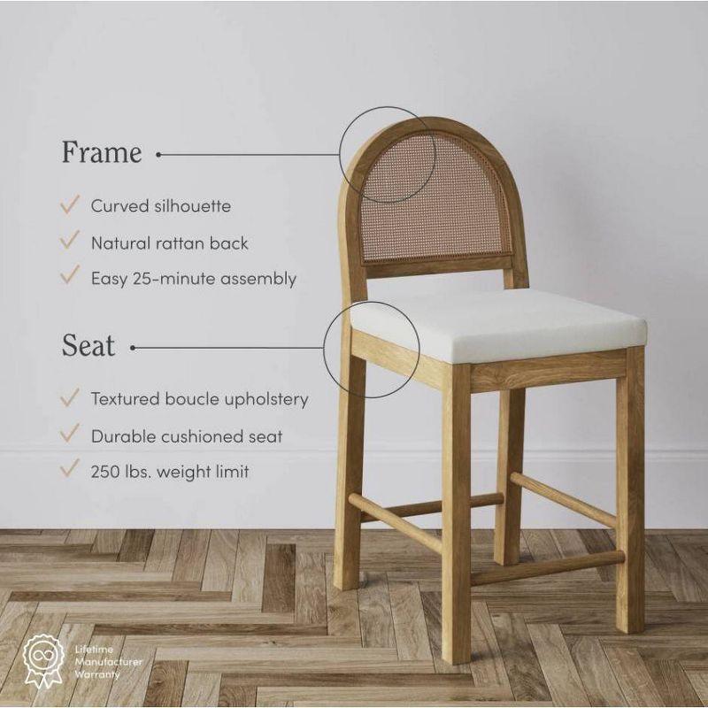 Nathan James Bailey Upholstered Counter Stool with Solid Wood Frame