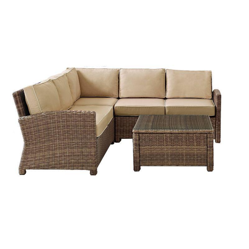 Weathered Brown 4-Piece Steel Outdoor Sectional Sofa Set