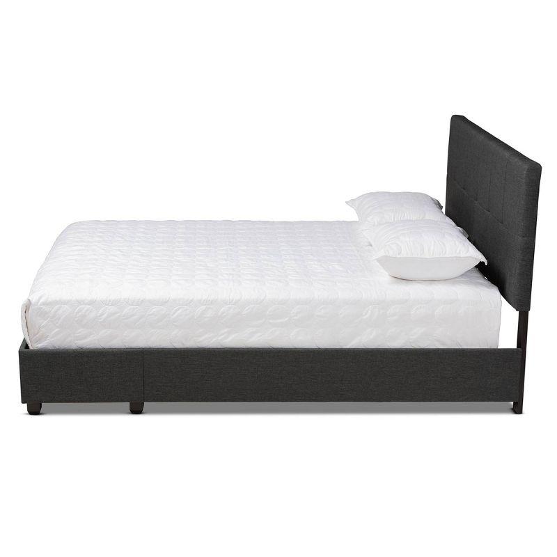 King Netti Fabric Upholstered 2 Drawer Platform Storage Bed - Baxton Studio: Linen-Like Texture, Modern Design