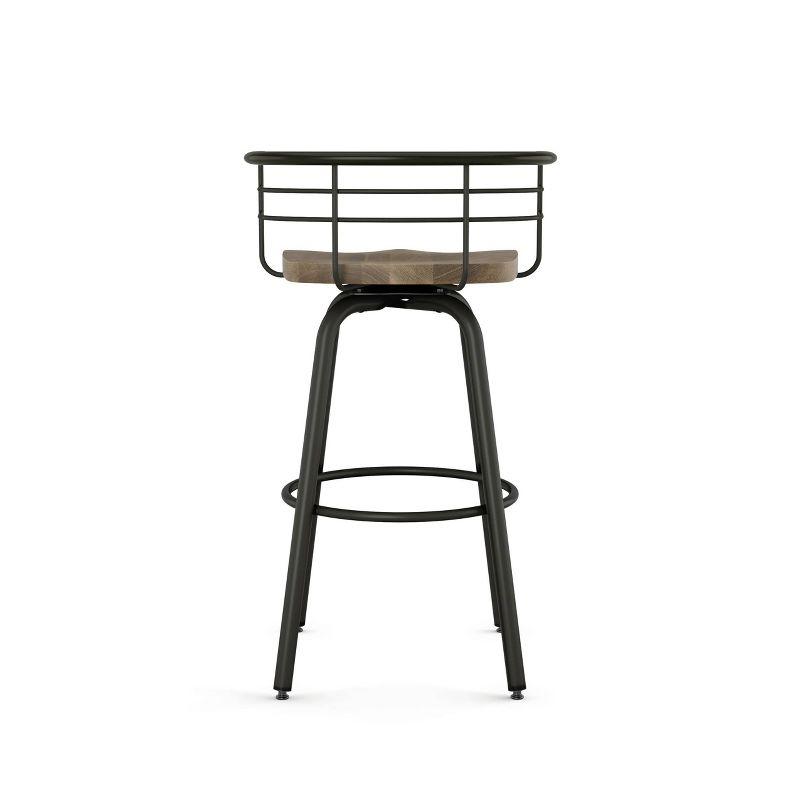 Amisco Brisk 25" Distressed Wood Swivel Counter Stool in Beige and Gun Metal