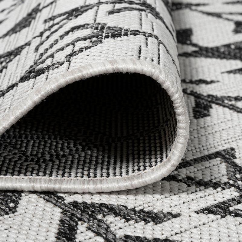 4'x6' Tokay Bohemian Geometric Indoor/Outdoor Area Rug, Ivory/Black - JONATHAN Y
