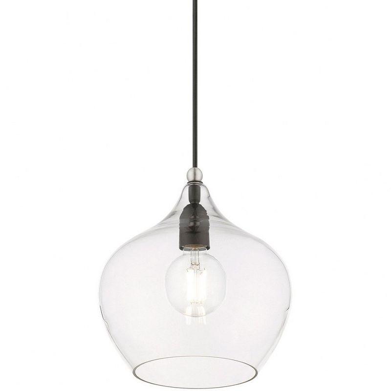 Aldrich Black and Brushed Nickel Glass Pendant Light