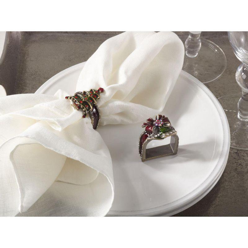 Saro Lifestyle Xmas Bell Napkin Ring, Red (Set of 4)