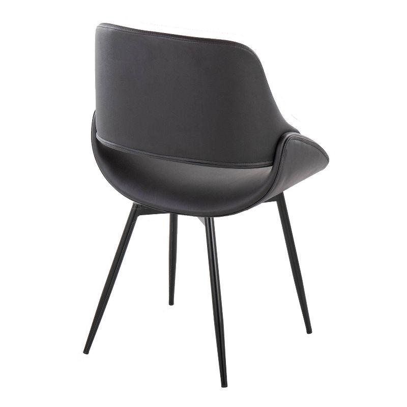 Set of 2 Fabrico Dining Chairs Black - LumiSource: Upholstered, Metal Legs, Faux Leather, Contemporary Style