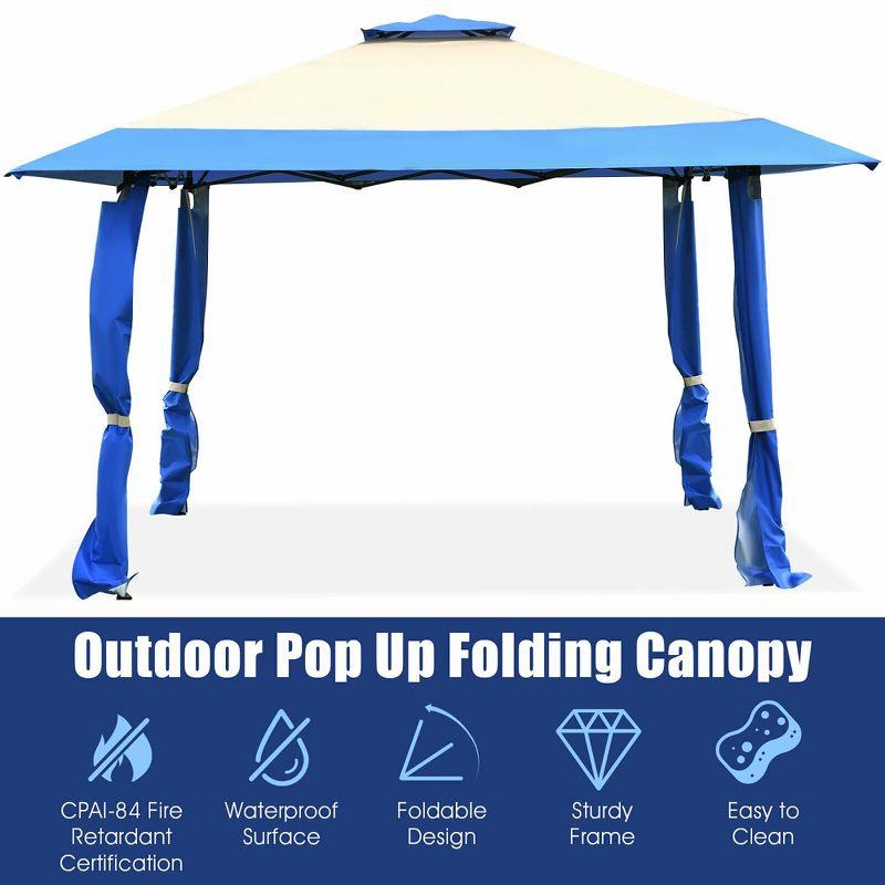 Costway 13'x13' Gazebo Canopy Shelter Awning Tent Patio Garden Outdoor Companion Blue