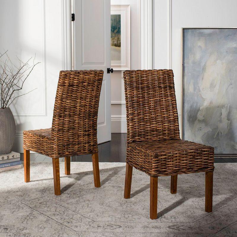 Sanibel 18"H Rattan Side Chair (Set of 2) - Brown - Safavieh