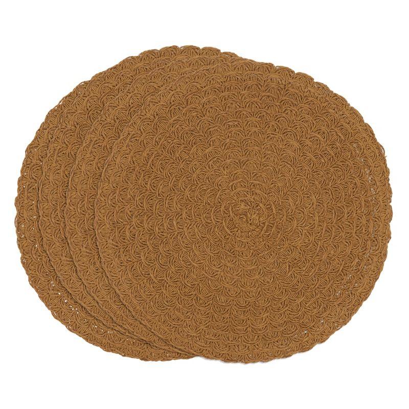 Saro Lifestyle Paper Woven Placemat, 15" Round, Caramel (Set of 4)