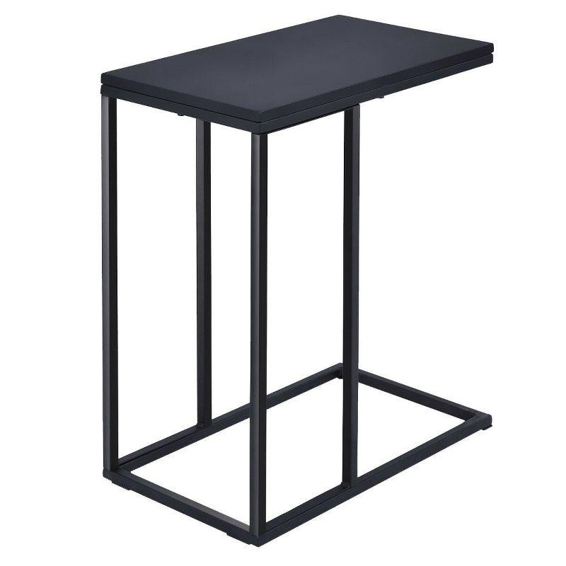 Black Wood and Metal C-Shape Side Table