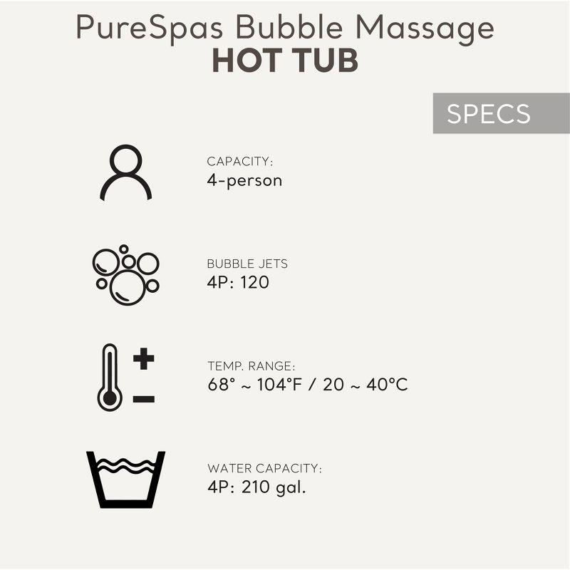 INTEX 28425EP PureSpa Bubble Massage Spa Set: Includes Energy Efficient Spa Cover – 120 Bubble Jets – 4 Person Capacity – 77" x 28"