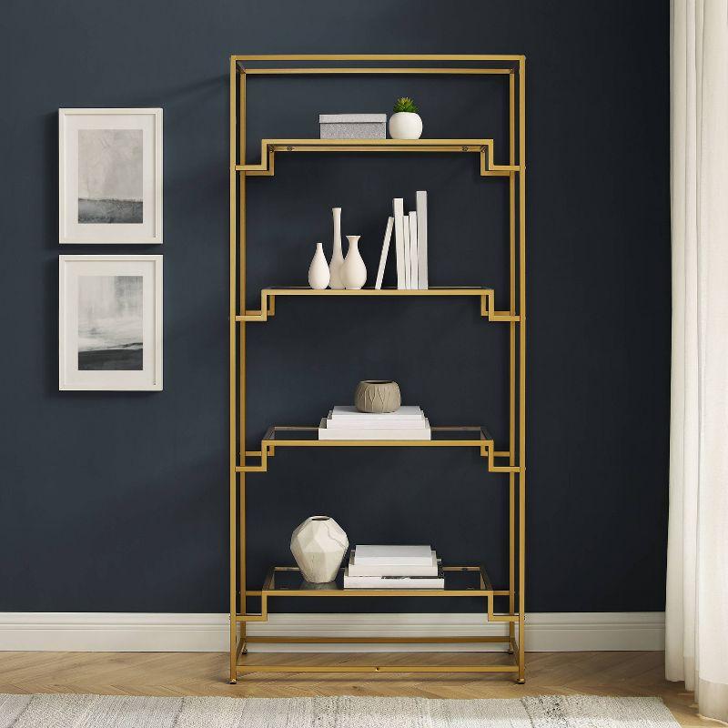 72.25" Celeste Etagere Gold - Crosley: Modern Luxury Steel Frame, 4-Tier Open Shelves