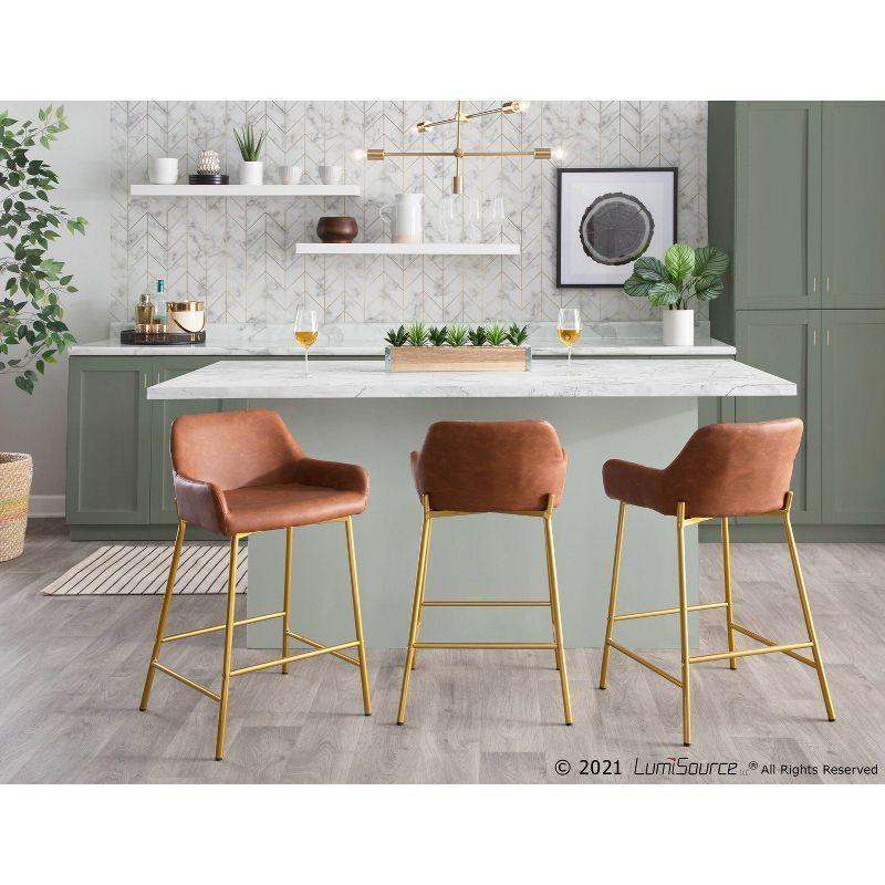 Cassiopeia Fixed-Height Faux Leather Bar & Counter Stool with Metal Legs