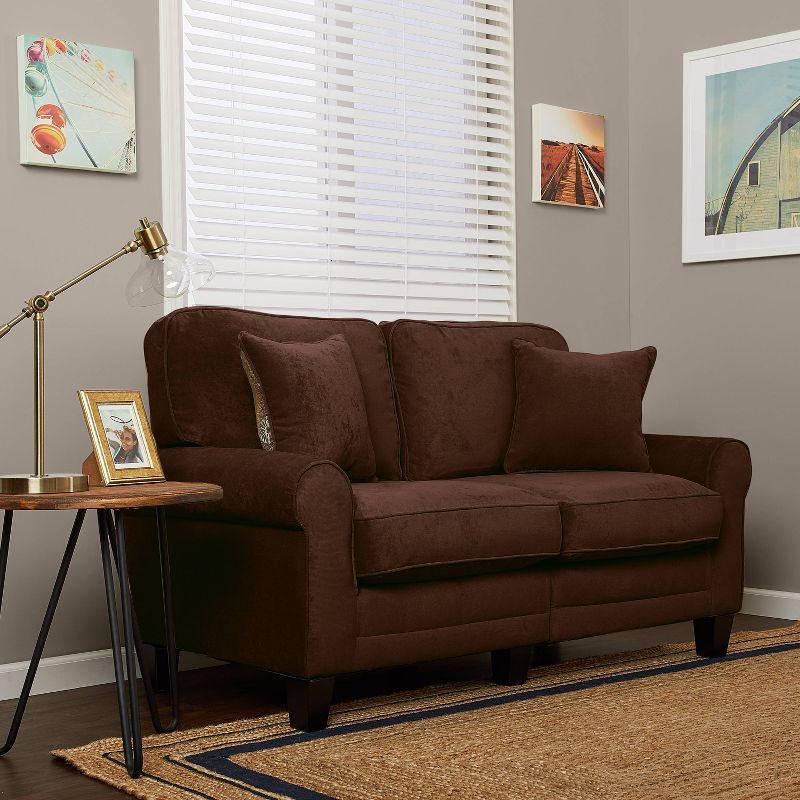 Serta Copenhagen 61" Rolled Arm Sofa, Easy Care Fabric, Soft Pillow Back, Pocket Coil Seat Cushions