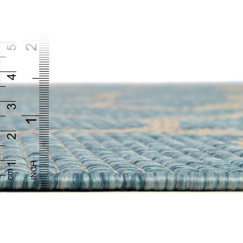 Unique Loom 5' 1 x 8' 0 Rectangle Indoor/Outdoor Safari Light Aqua Area Rug