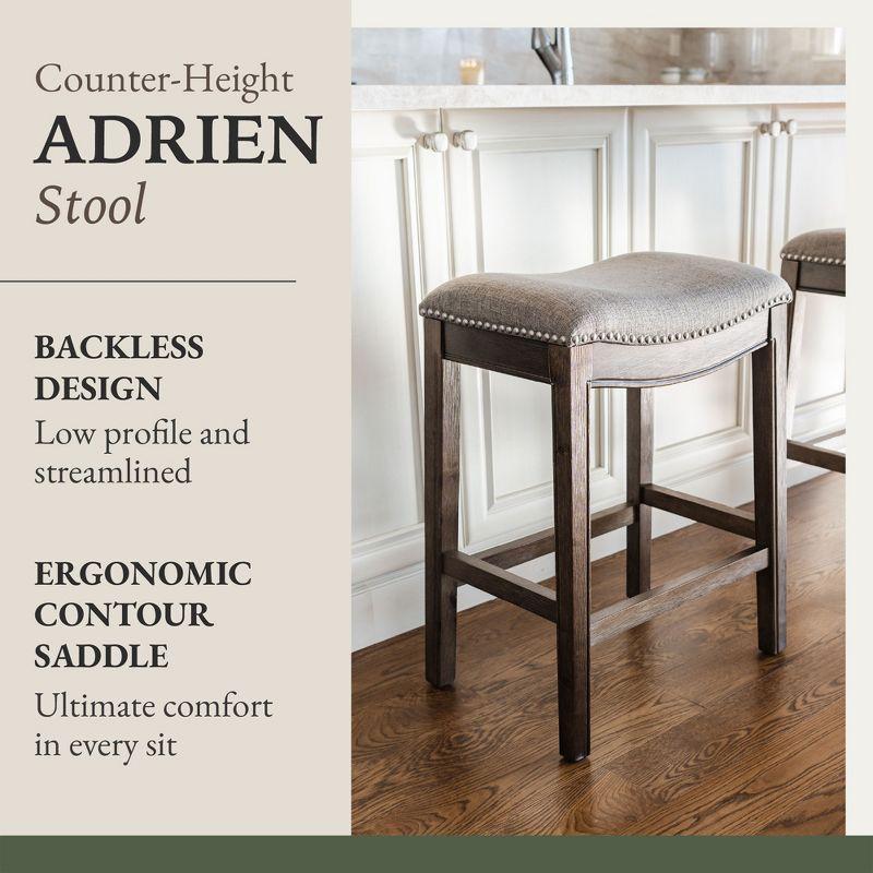 Maven Lane Adrien Backless Saddle Kitchen Counter Stool with Fabric Upholstery