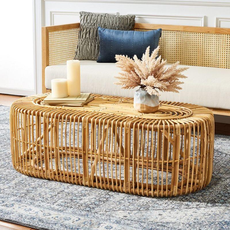 Jabez Natural Rattan Oval Coffee Table with Storage