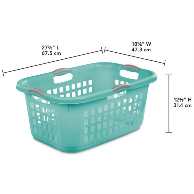 Aqua Blue Stackable Plastic Laundry Baskets with Comfort Handles