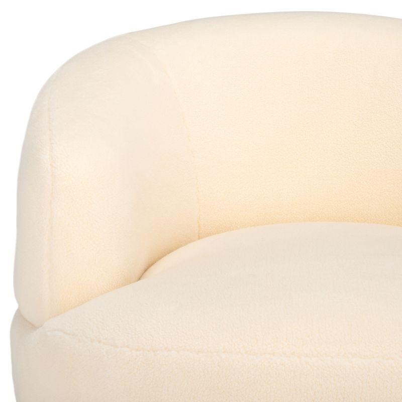 Flynn Faux Lamb Wool Swivel Chair - SFV4739 - Ivory/Gold - Safavieh Couture