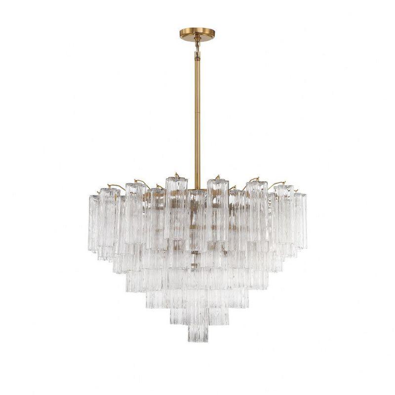 Aged Brass and Clear Glass 16-Light Chandelier