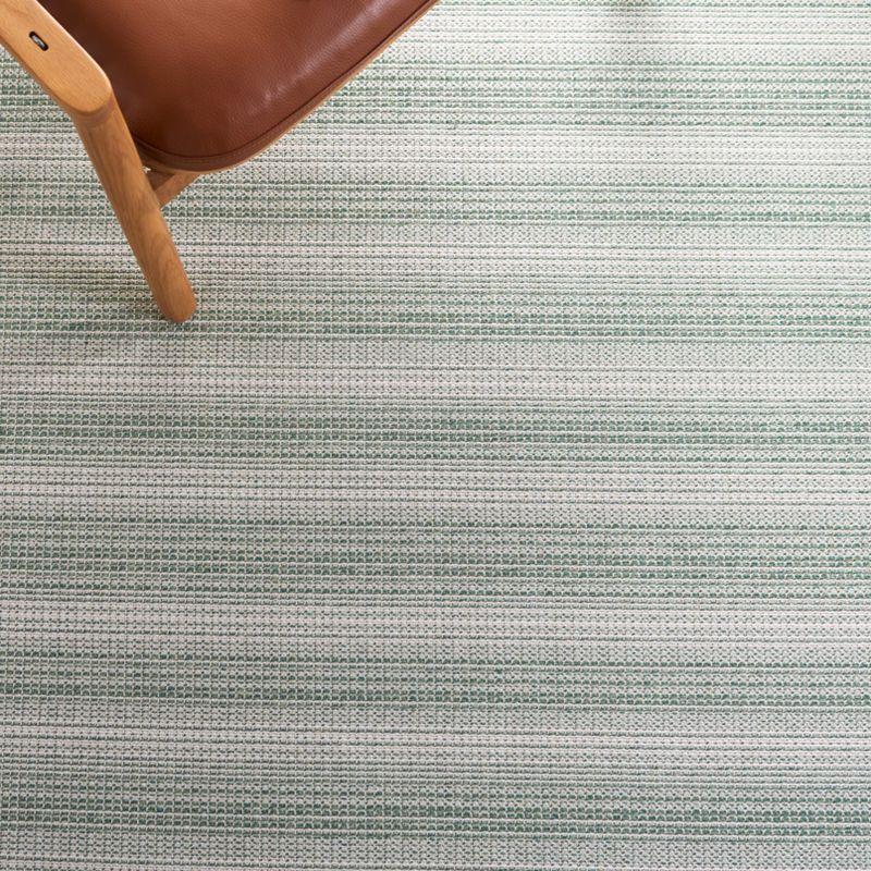 Ivory and Green Stripe Synthetic 5' x 7' Area Rug