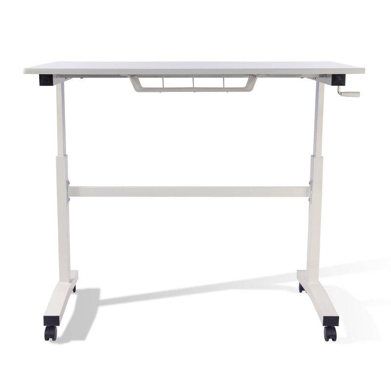 ErgoFlex White Adjustable Height Desk with Smooth Mobility Casters